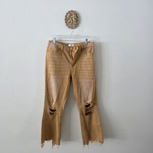 VERVET BY FLYING MONKEY Tan Distressed Ankle Jeans